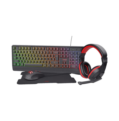 Trust 4-in 1 Gaming Bundle Including Keyboard, headset, mouse&mousepad. 