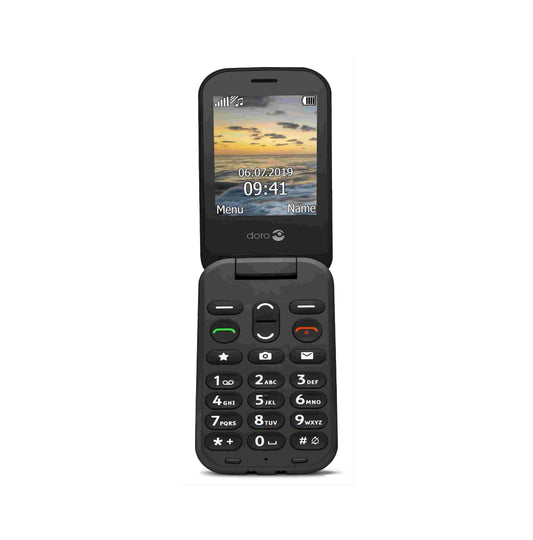 Brand New Irish Doro 6040 Flip Button Phone Black