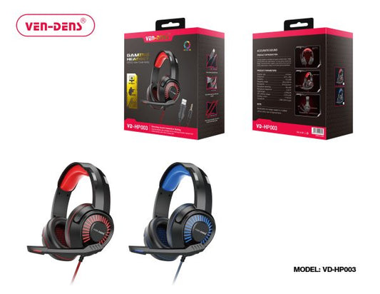 VEN-DENS VD-HP003 Gaming Headset Stereo High Power Bass Red