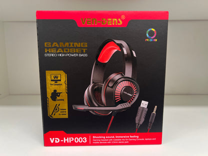 VEN-DENS VD-HP003 Gaming Headset Stereo High Power Bass Red